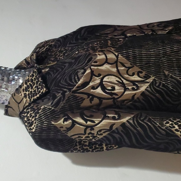 Tanjay Vintage Metallic Sheen Animal Print Zipper Jacket Size 12P - Picture 3 of 12